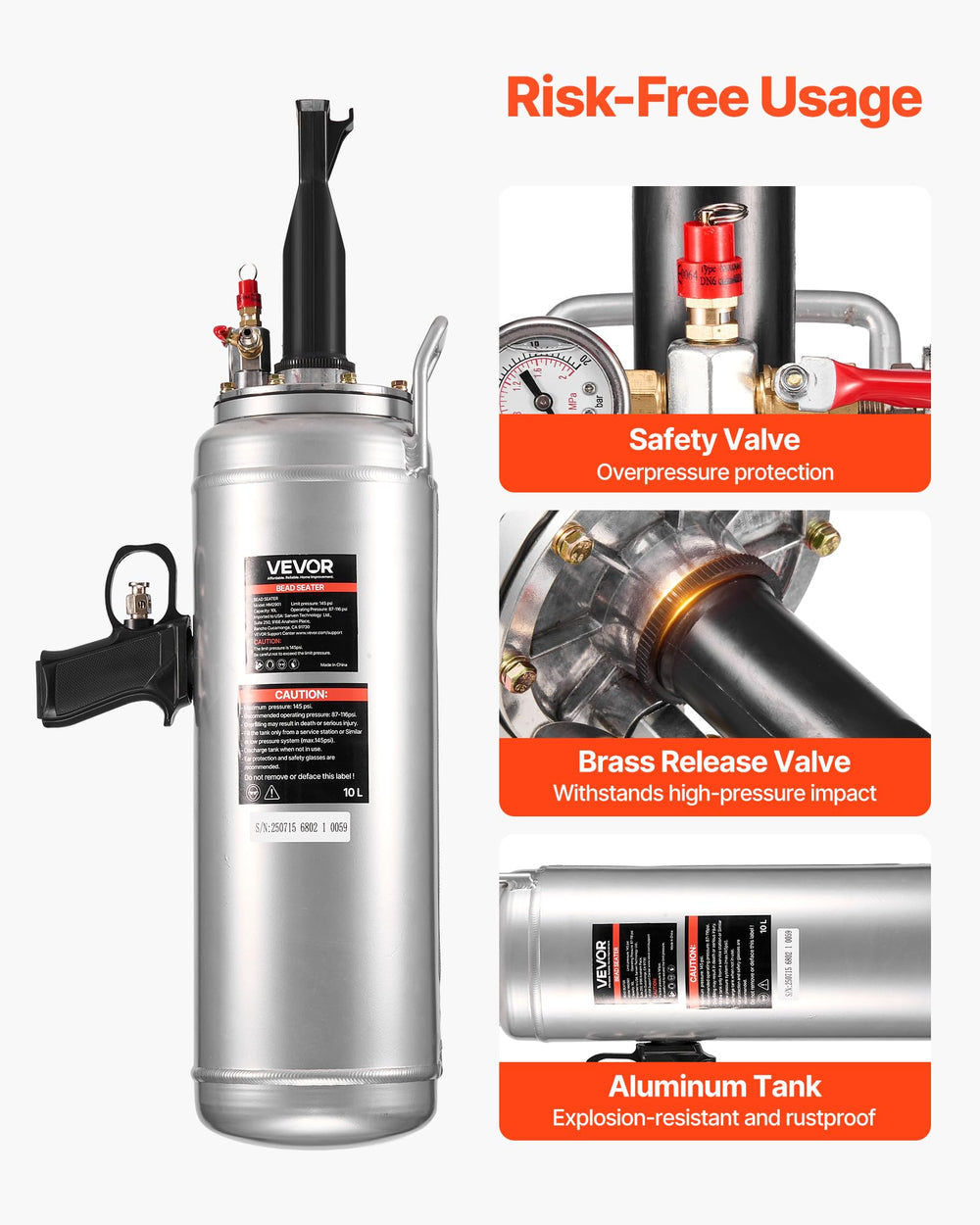 VEVOR automatic pressure relief valve detail reducing overpressure risk