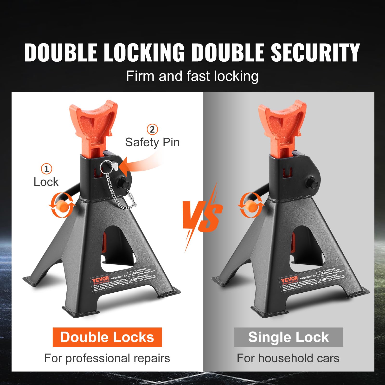 VEVOR pyramid base detail showing wide footprint for improved stability and load distribution