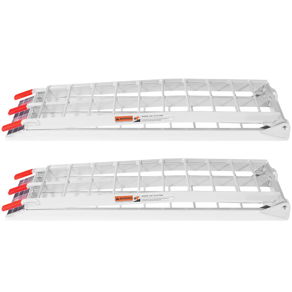 VEVOR ramps stored inside pickup bed highlighting space-saving design