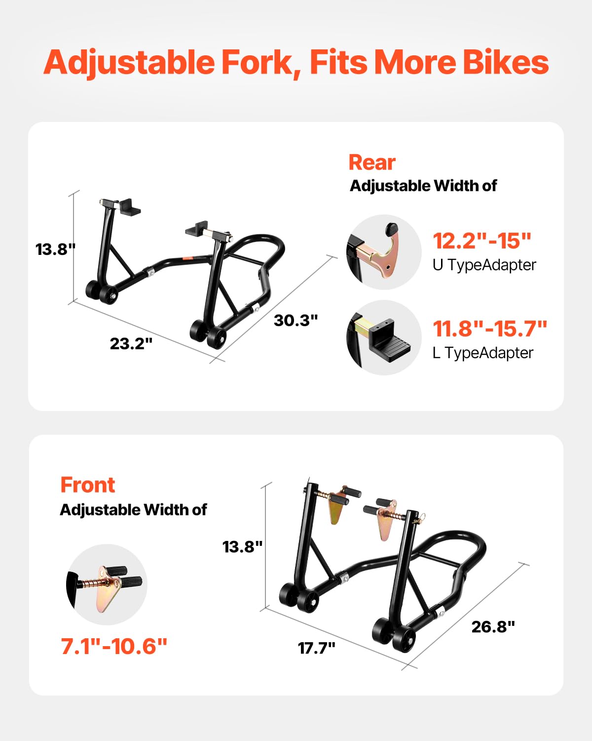 VEVOR rear L-fork head detail for spool compatibility and secure lift