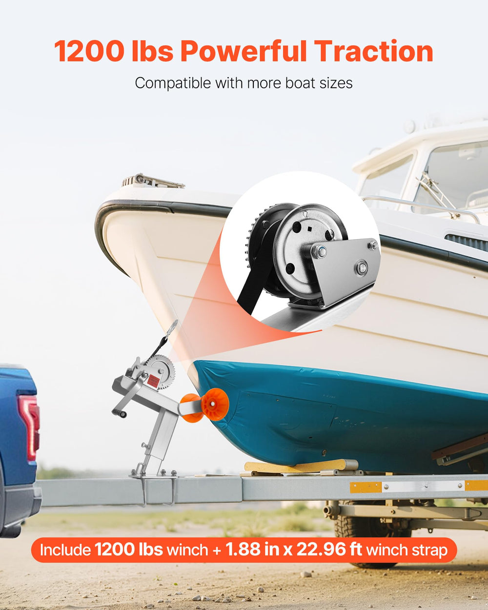 VEVOR closeup of 5.1-inch roller reducing hull friction and protecting boat