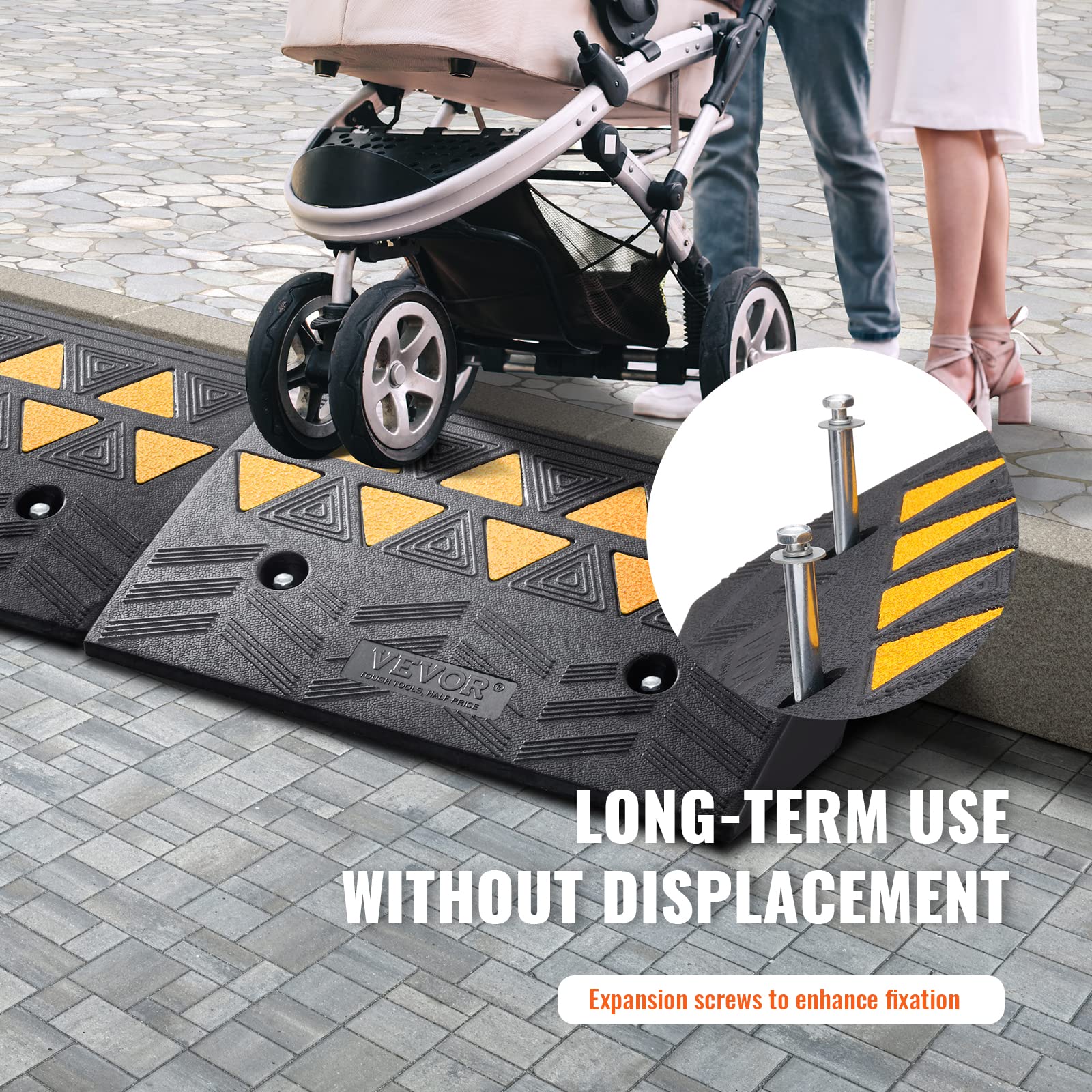 VEVOR ramp in driveway with car demonstrating easy vehicle access
