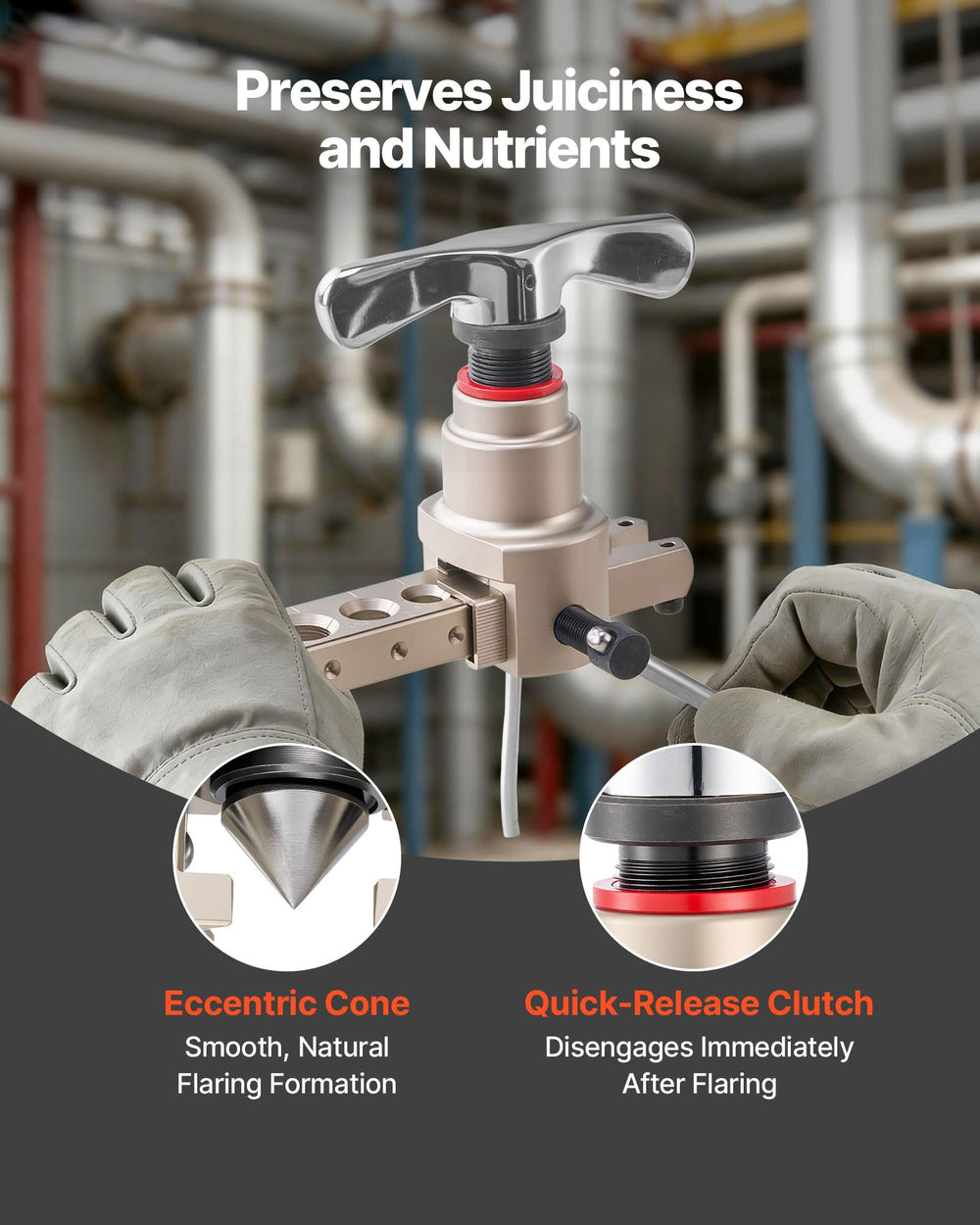 VEVOR SAE and metric clamps displayed for broad tube compatibility benefit