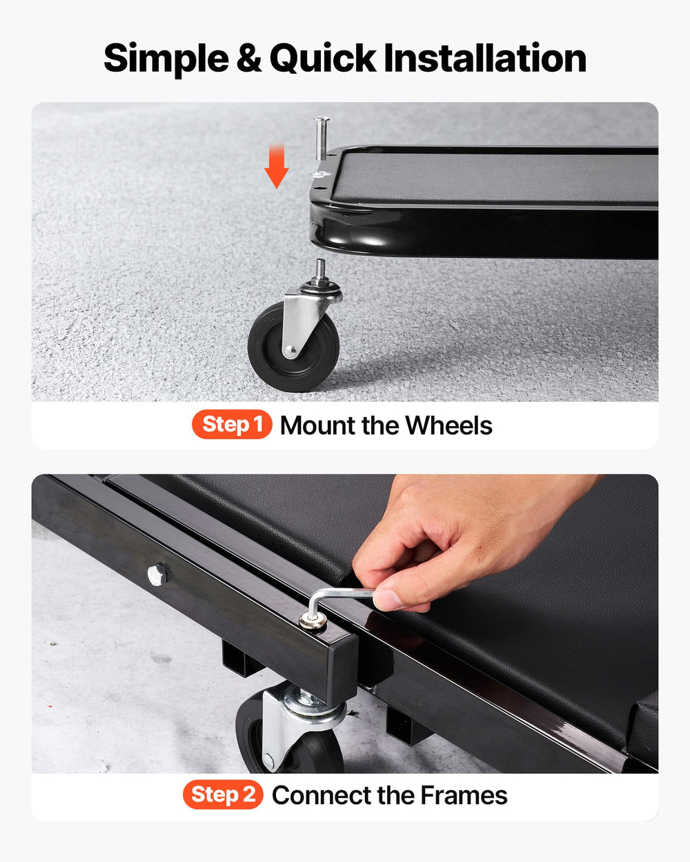 VEVOR scale comparison with toolbox demonstrating 40 inch length and space-saving storage benefit