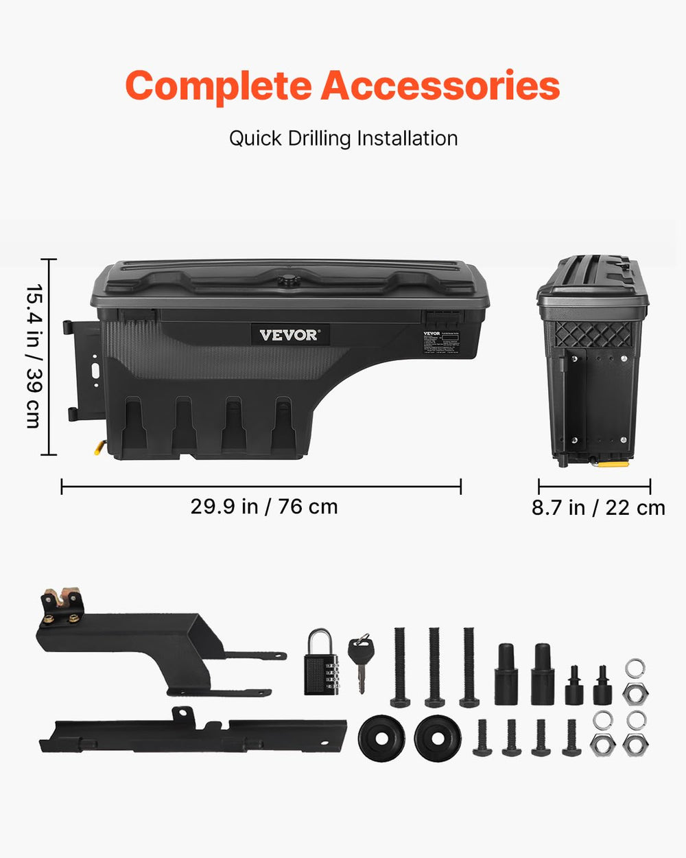 VEVOR side profile folded flat to save truck bed space when not in use