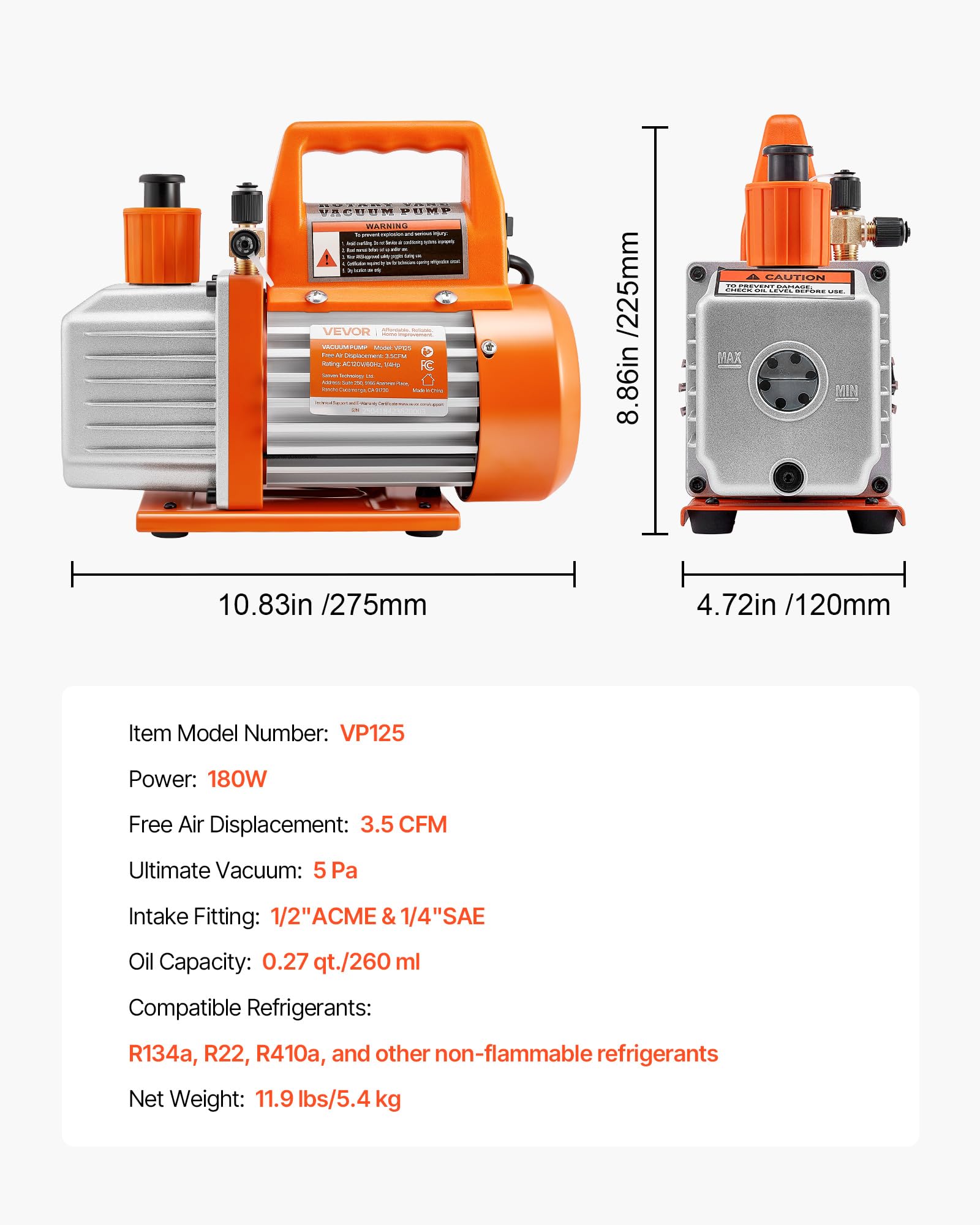 VEVOR size comparison beside thermostat showing compact shop-friendly footprint