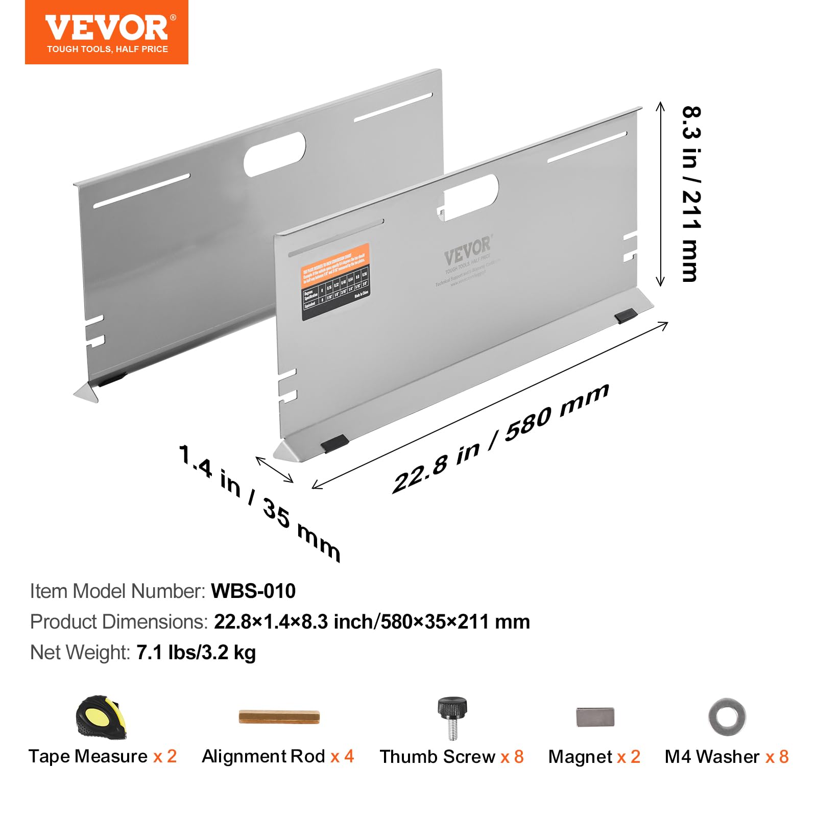 VEVOR plate size comparison with ruler for easy understanding of scale and fit