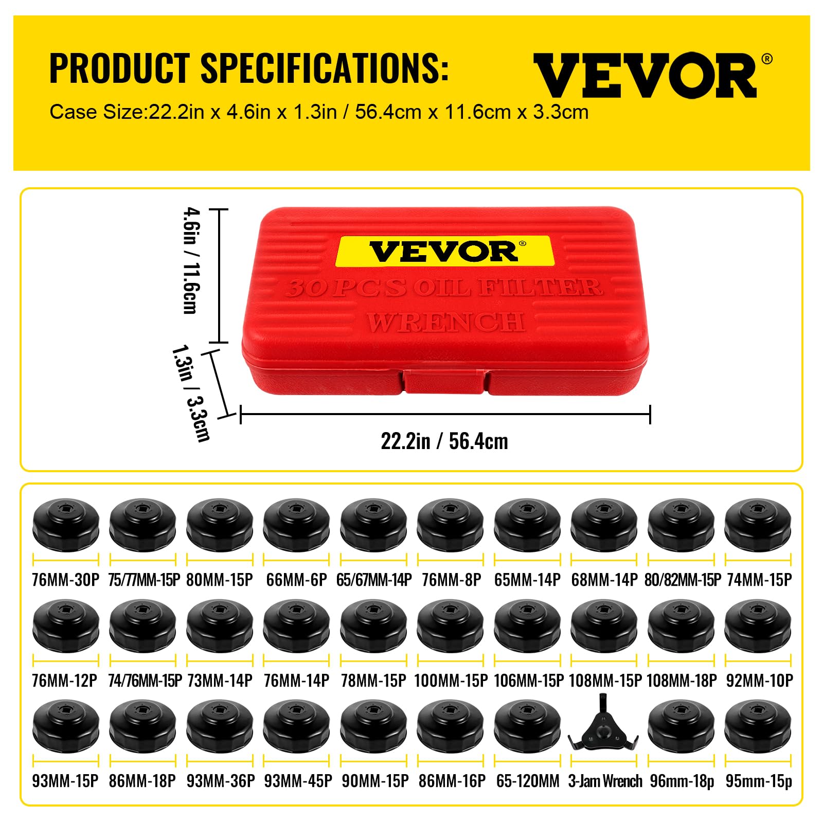 VEVOR clear size labels and markings for quick socket identification