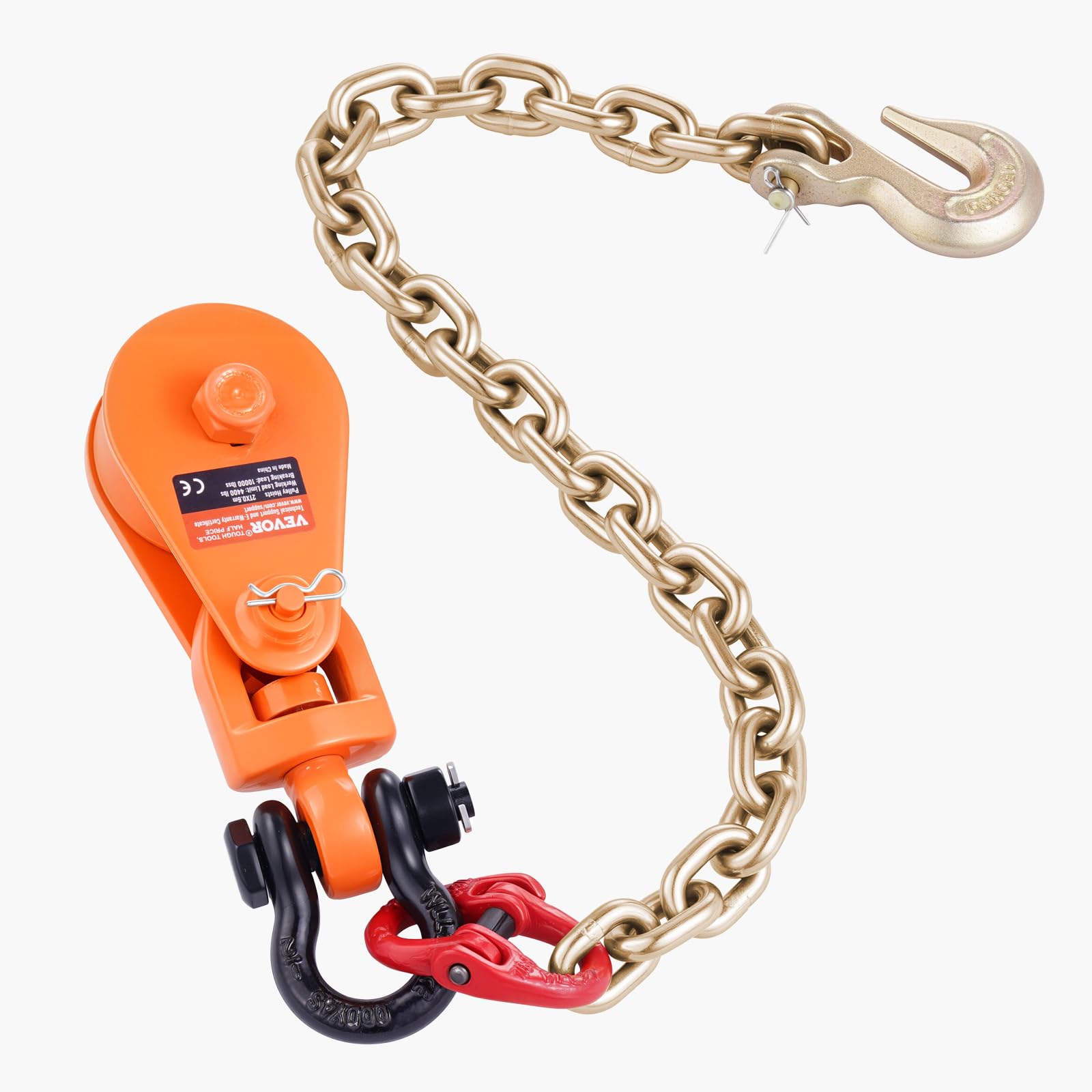 VEVOR snatch block mounted on a flatbed tow truck demonstrating real-world use