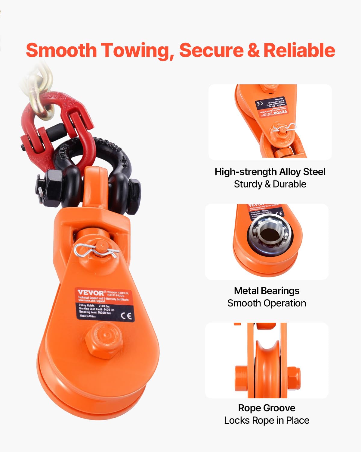 VEVOR swivel shackle rotated to show 180-degree adjustment for tight rigging