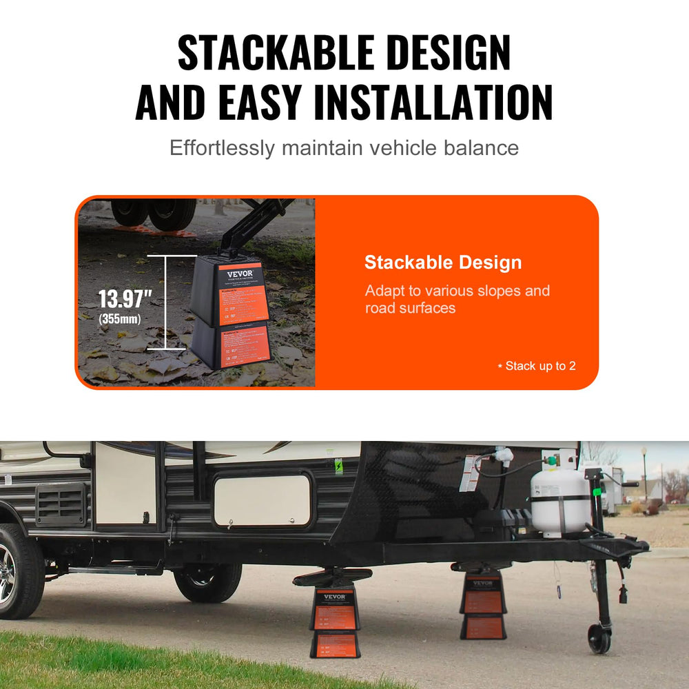 VEVOR stacked blocks demonstrating adjustable height and stability