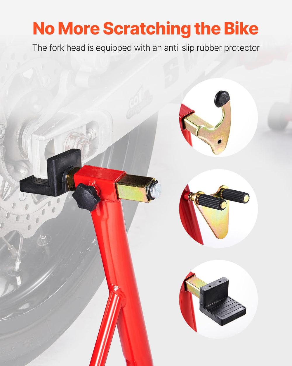 VEVOR stand supporting motorcycle in garage for maintenance convenience