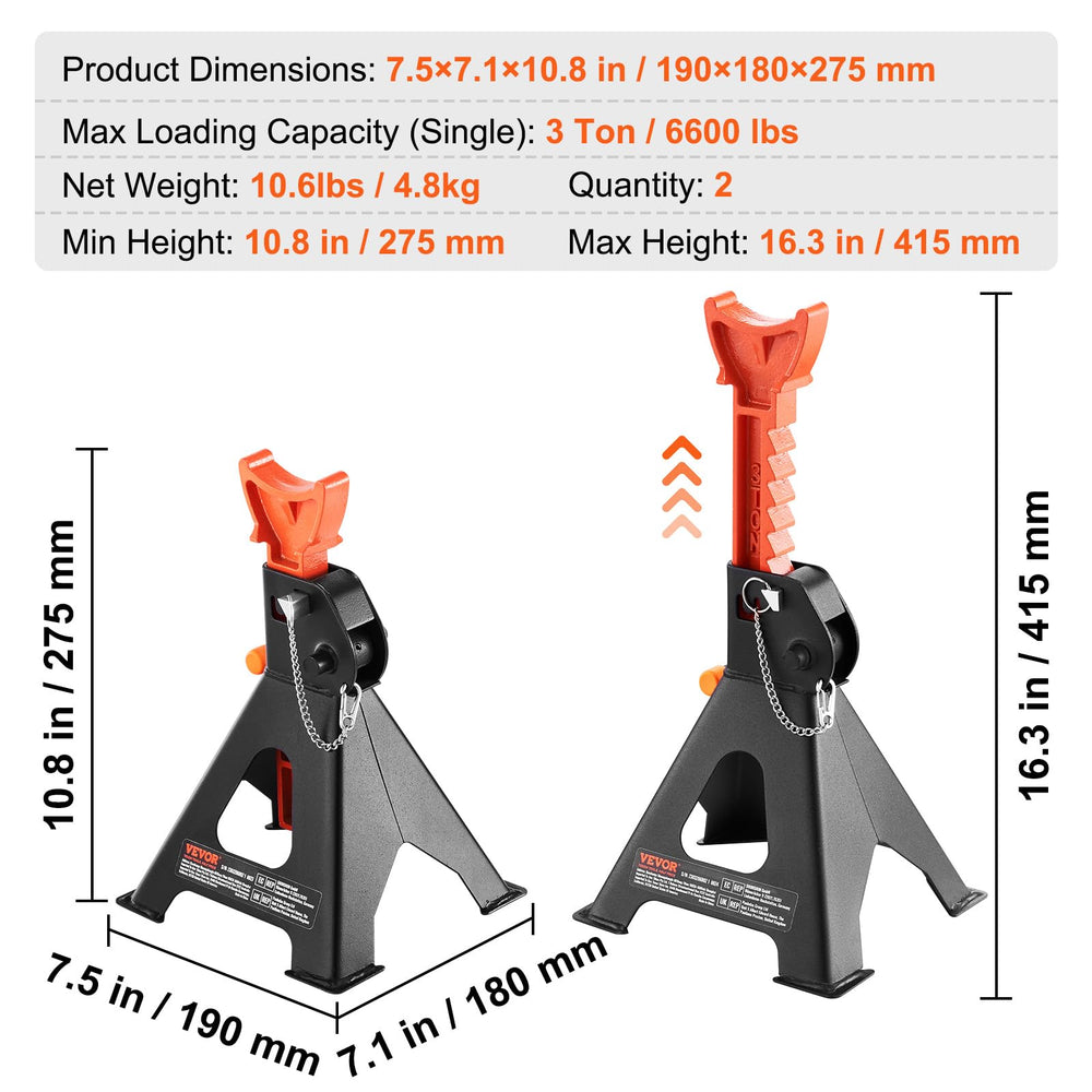 VEVOR jack stand supporting an SUV to illustrate real-world use and confident vehicle access