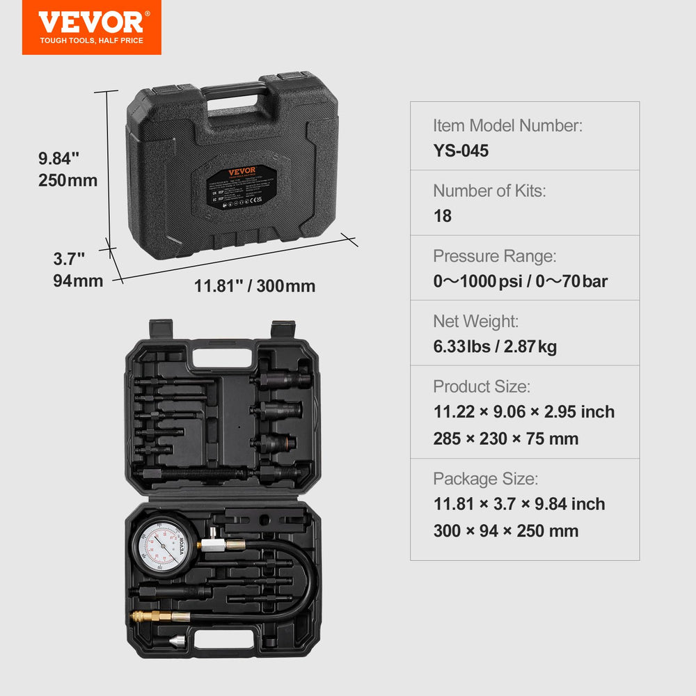 VEVOR compression tester attached to tractor engine enabling field diagnostics