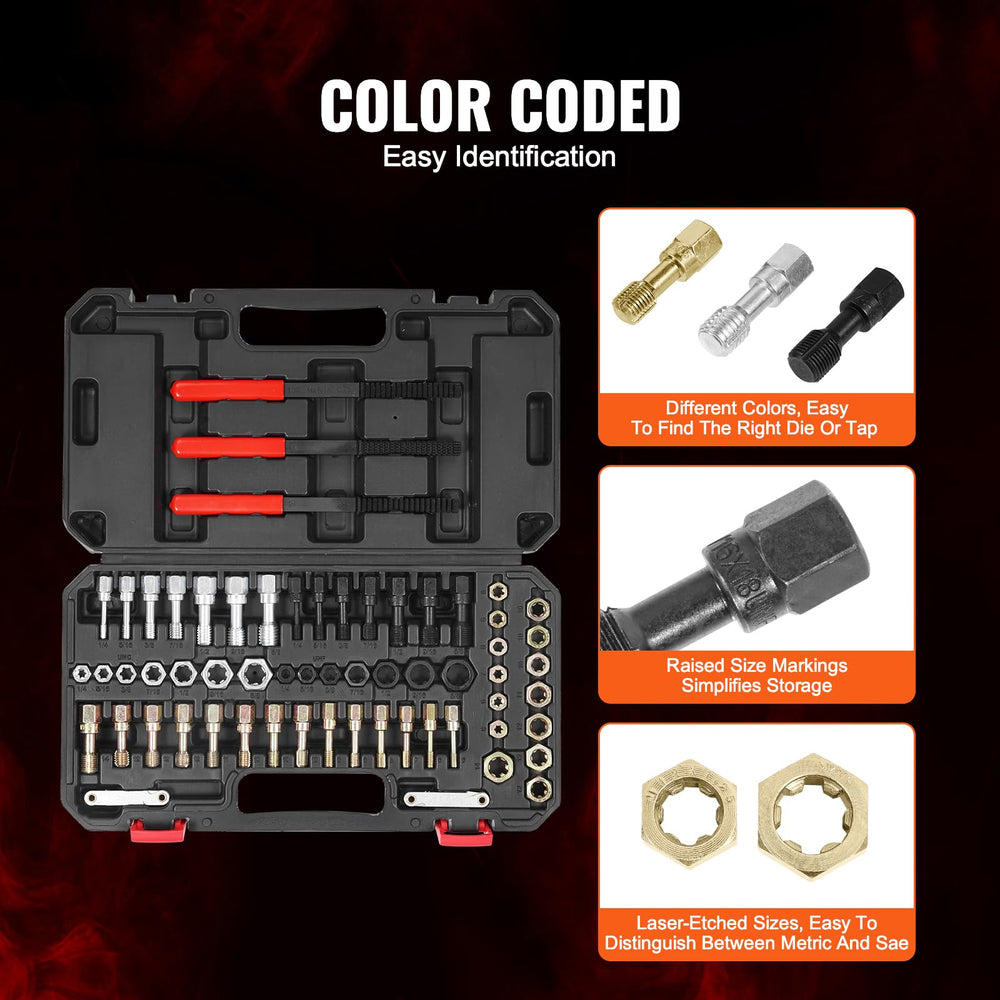 VEVOR color-coded taps and dies for fast identification and reduced selection errors