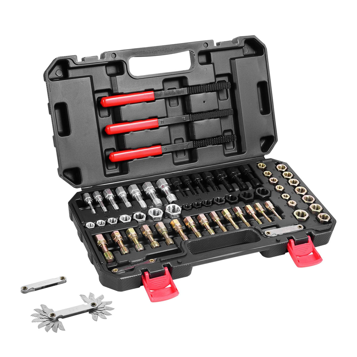 VEVOR front view of compact 61-piece thread restorer kit showing organized case benefit