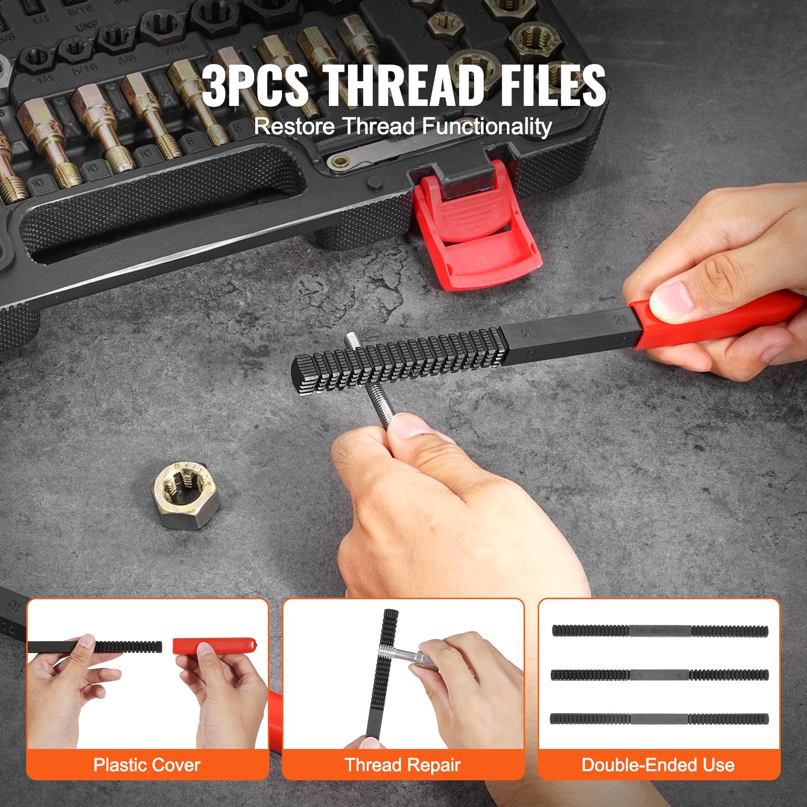 VEVOR three thread files with removable covers protecting edges and user hands