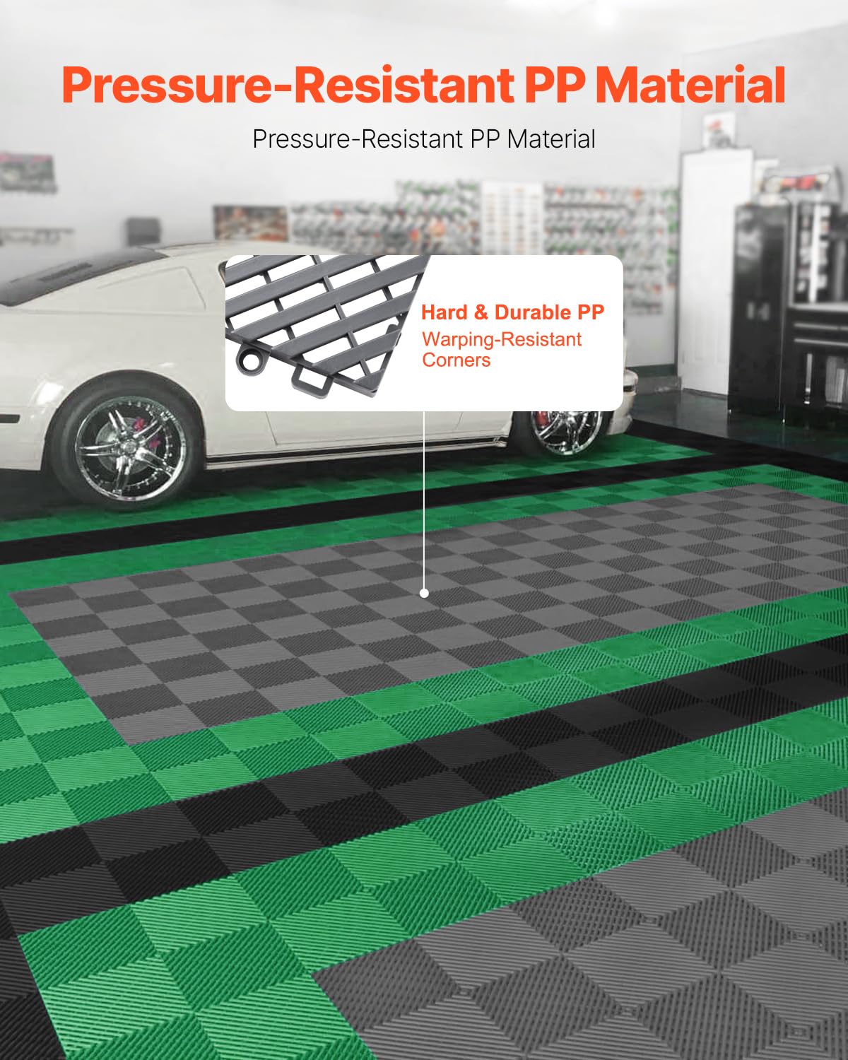 VEVOR close-up of tile grid texture highlighting quick drainage benefit