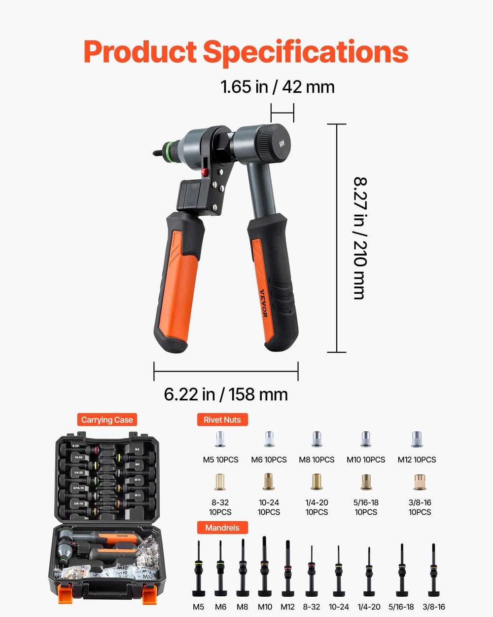 VEVOR tool in use installing a rivet nut showing efficiency and controlled leverage