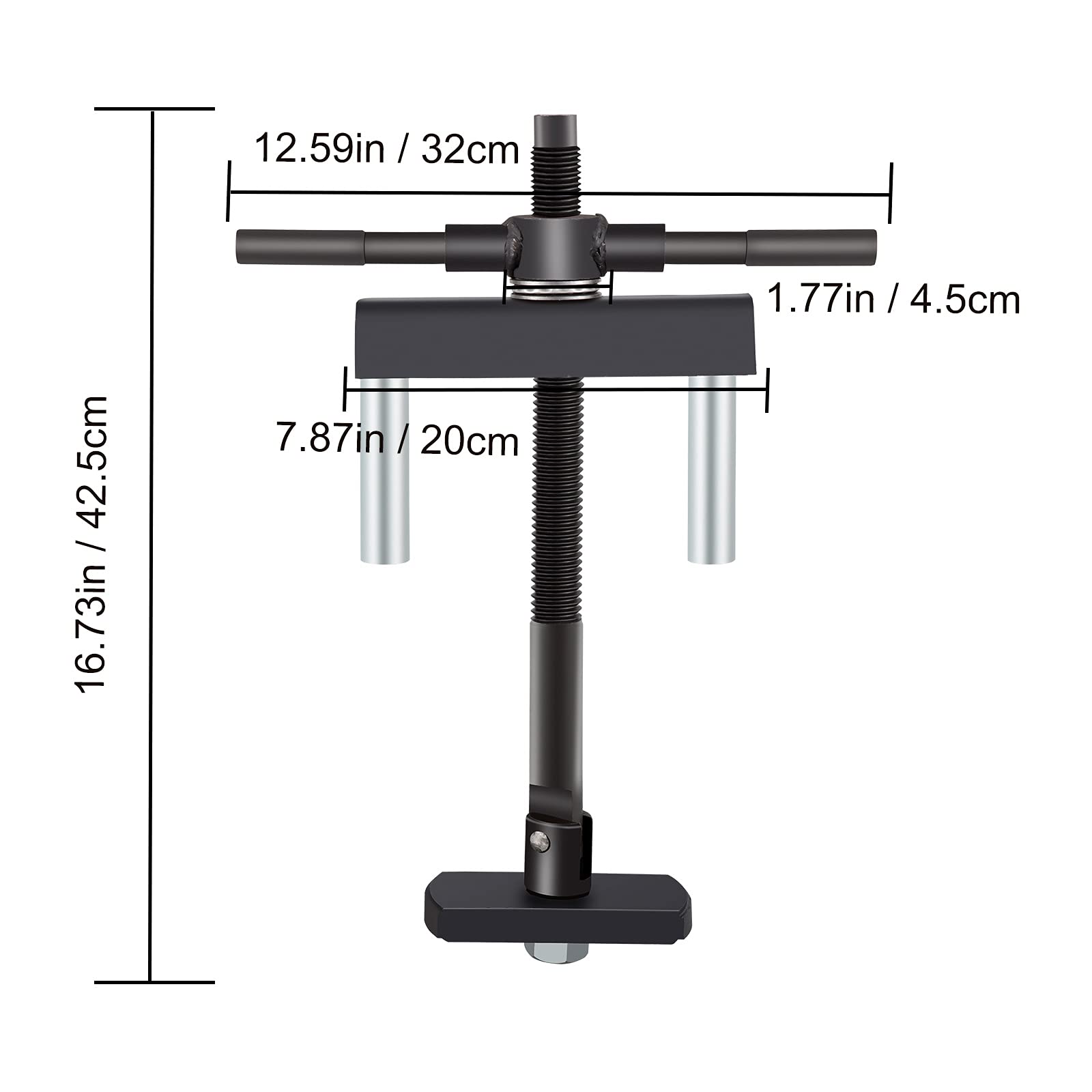 VEVOR tool next to ruler showing scale and compact footprint
