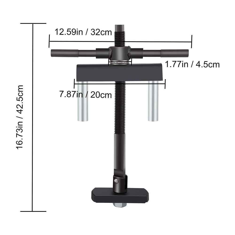 VEVOR tool next to ruler showing scale and compact footprint