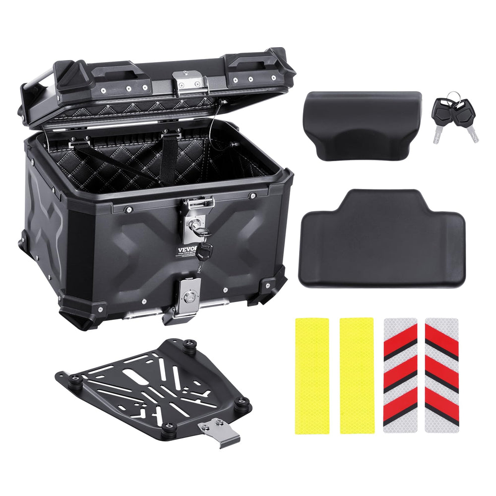 VEVOR top case front view with sturdy aluminum finish and secure look
