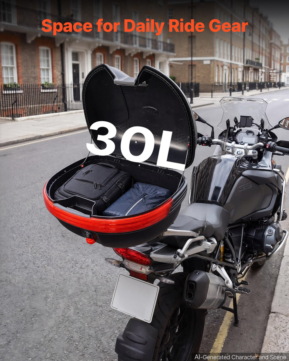 VEVOR top case mounted on motorcycle improving cargo capacity