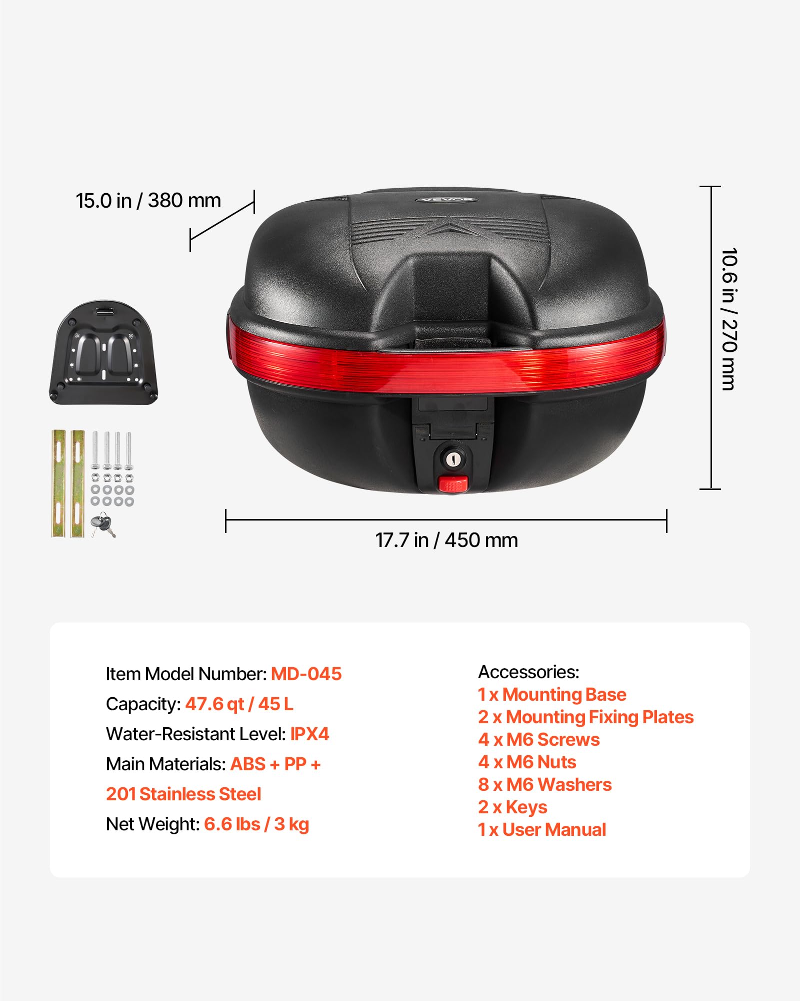 VEVOR red reflector detail improving night visibility