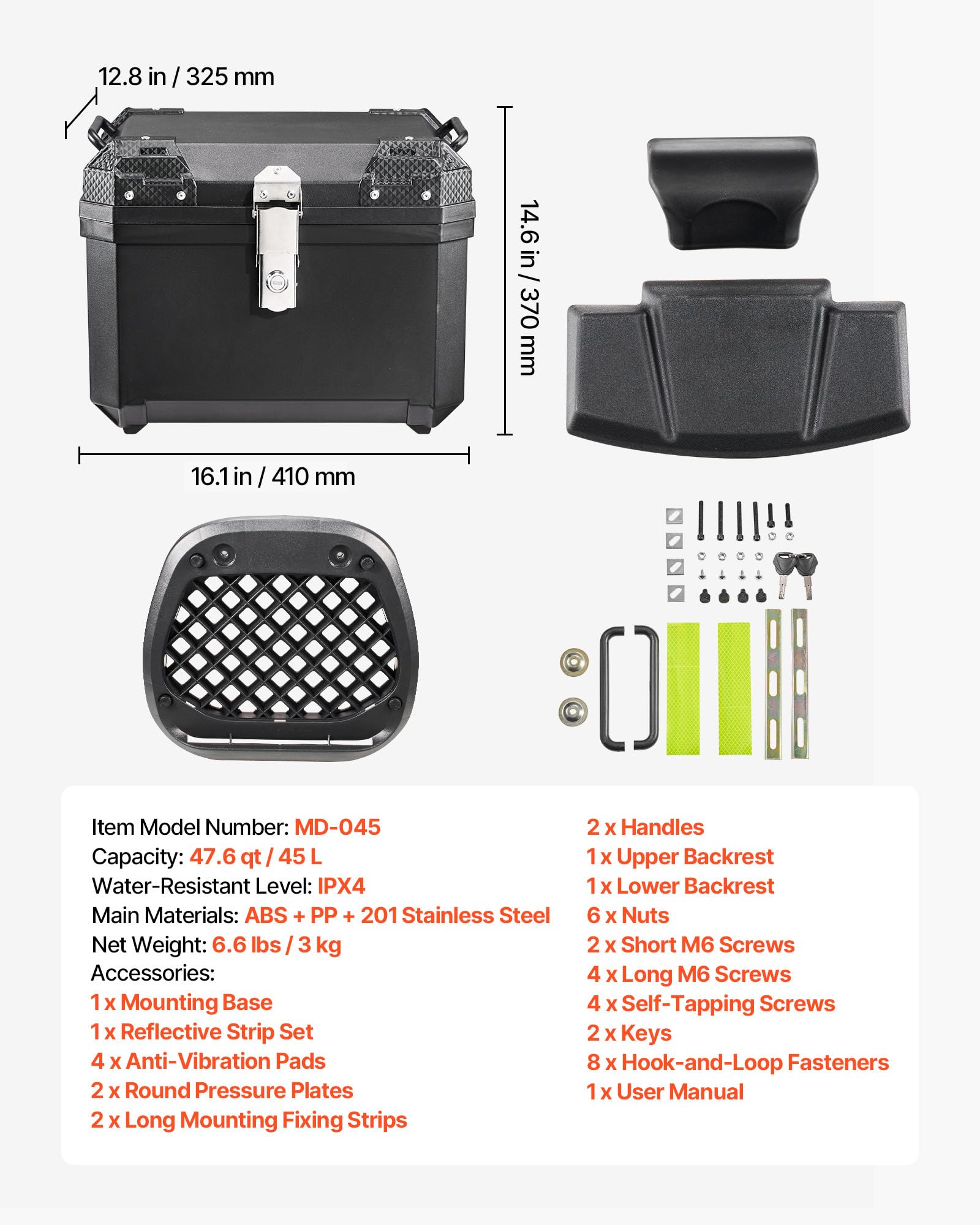VEVOR ergonomic backrest detail providing passenger comfort benefit