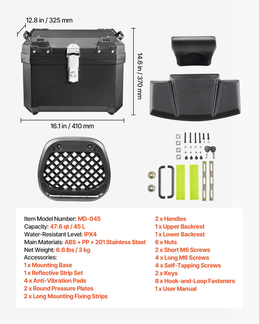 VEVOR ergonomic backrest detail providing passenger comfort benefit