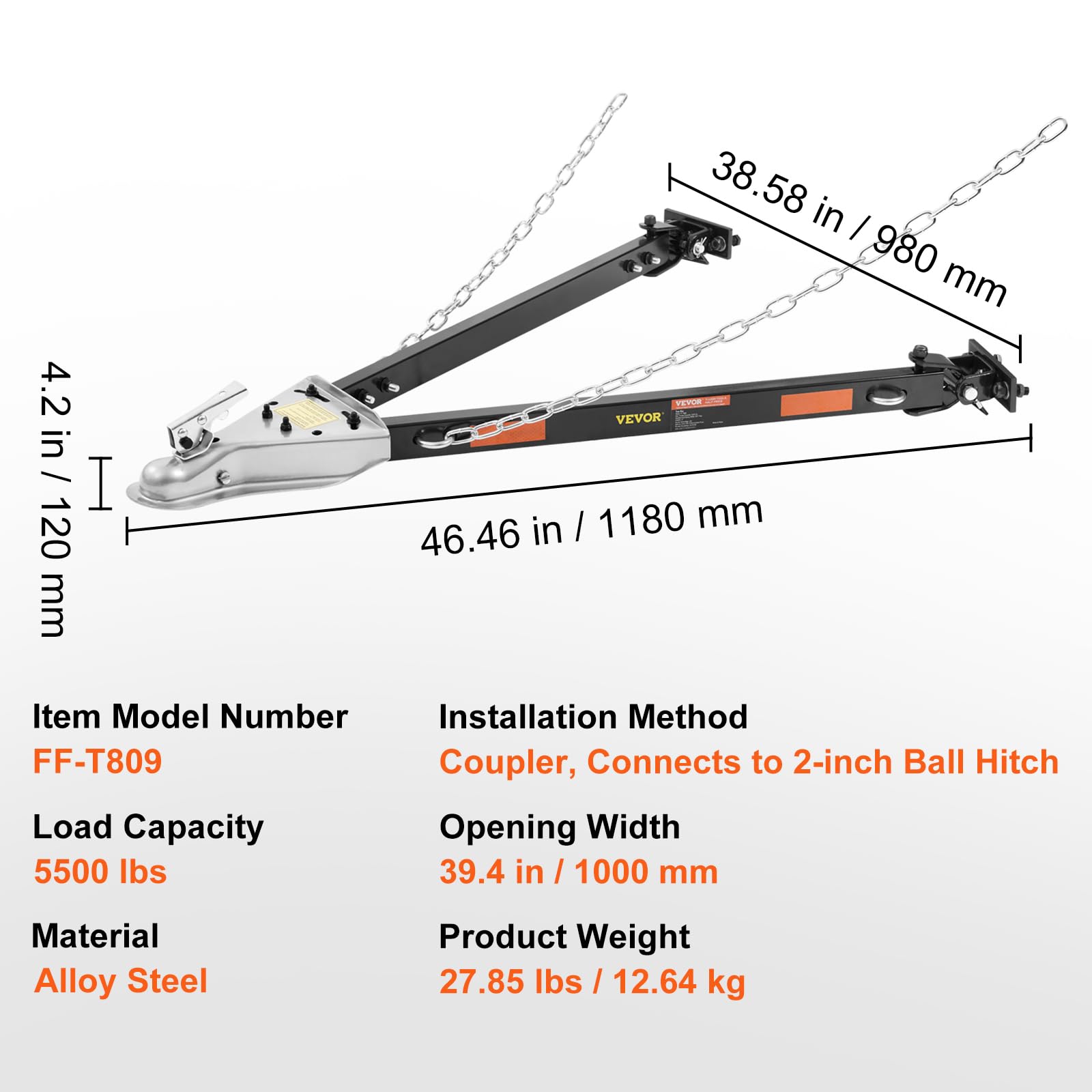 VEVOR tow bar installed on a truck demonstrating practical in‑field towing setup