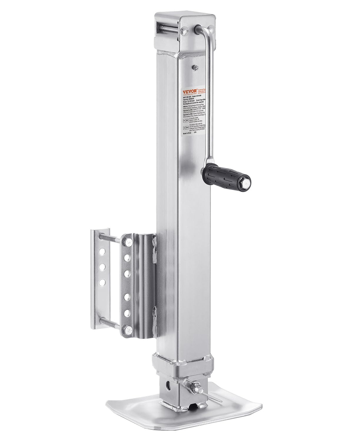 VEVOR front view of trailer jack showing sturdy construction and simple bolt-on fit