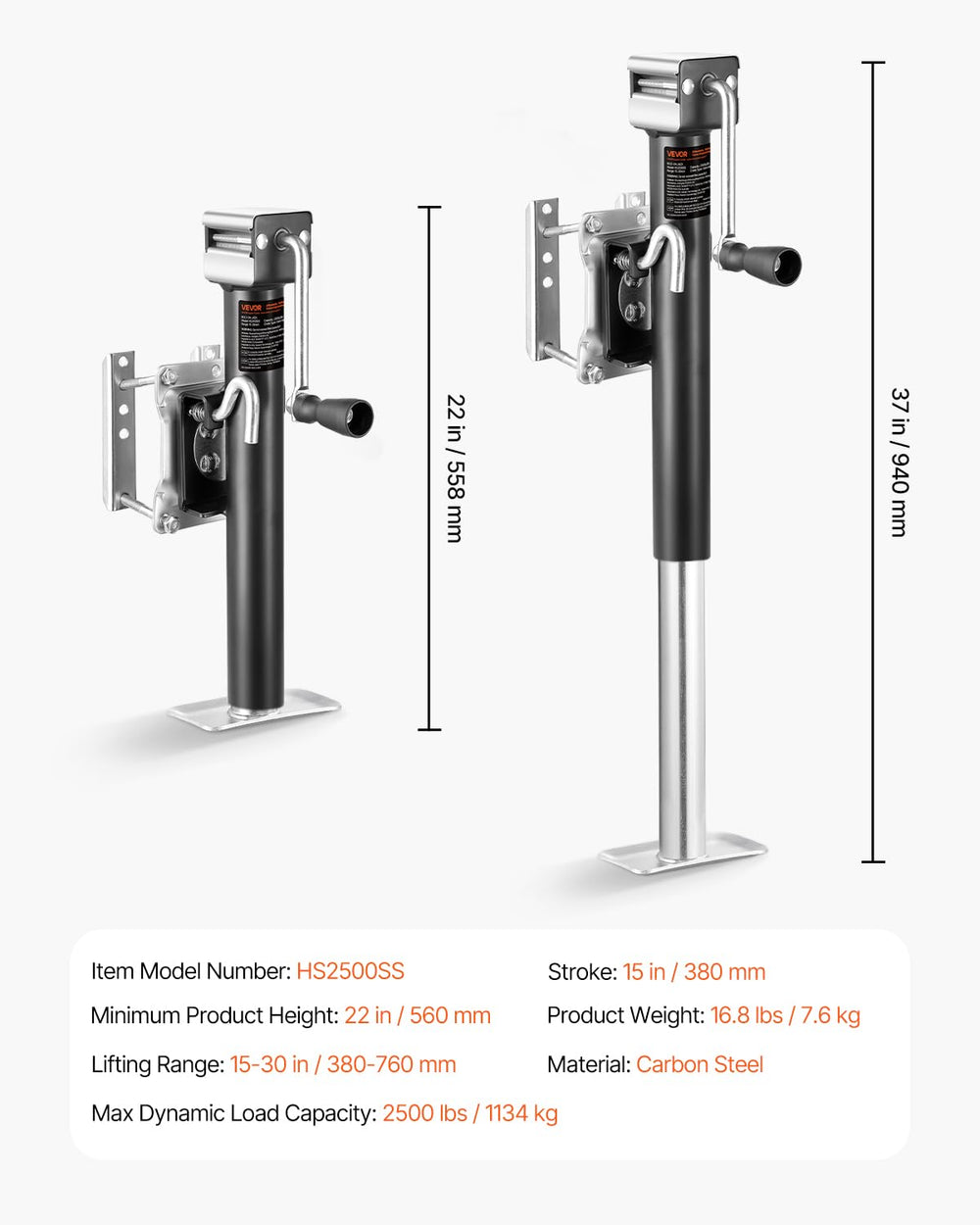 VEVOR trailer jack powder coat finish detail resisting chips and outdoor wear