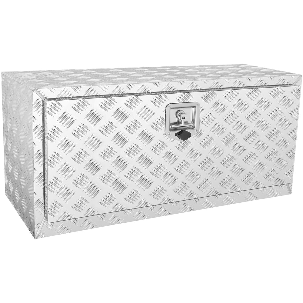 VEVOR underbody box front view showing secure lock and low profile