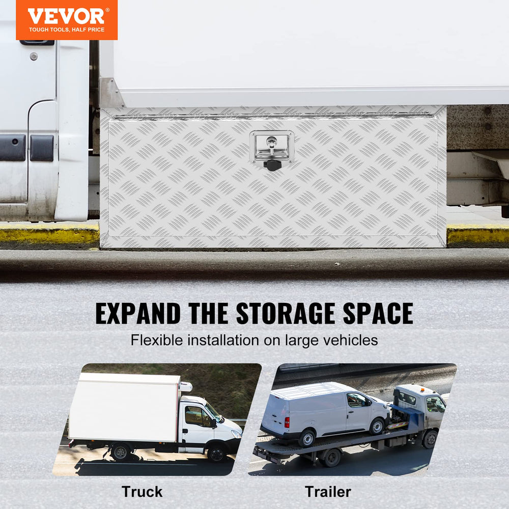VEVOR underbody box open lid interior showing organized storage space