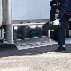 VEVOR underbody box side profile demonstrating slim mounting depth