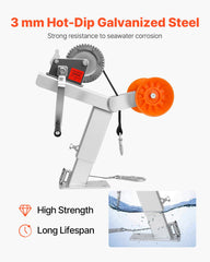 VEVOR winch closeup showing gears and handle for reliable manual pulling