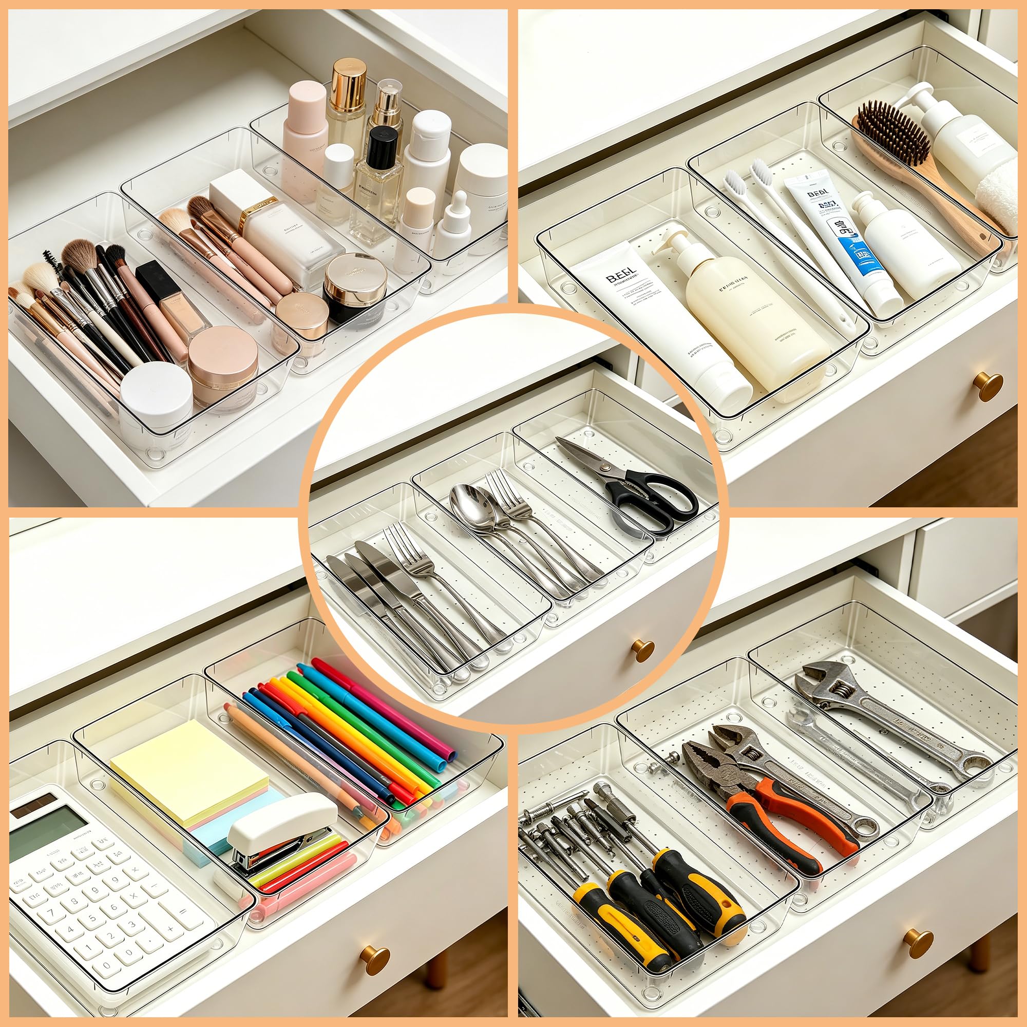 VEXTHYX bins holding utensils in a kitchen drawer keeping tools accessible