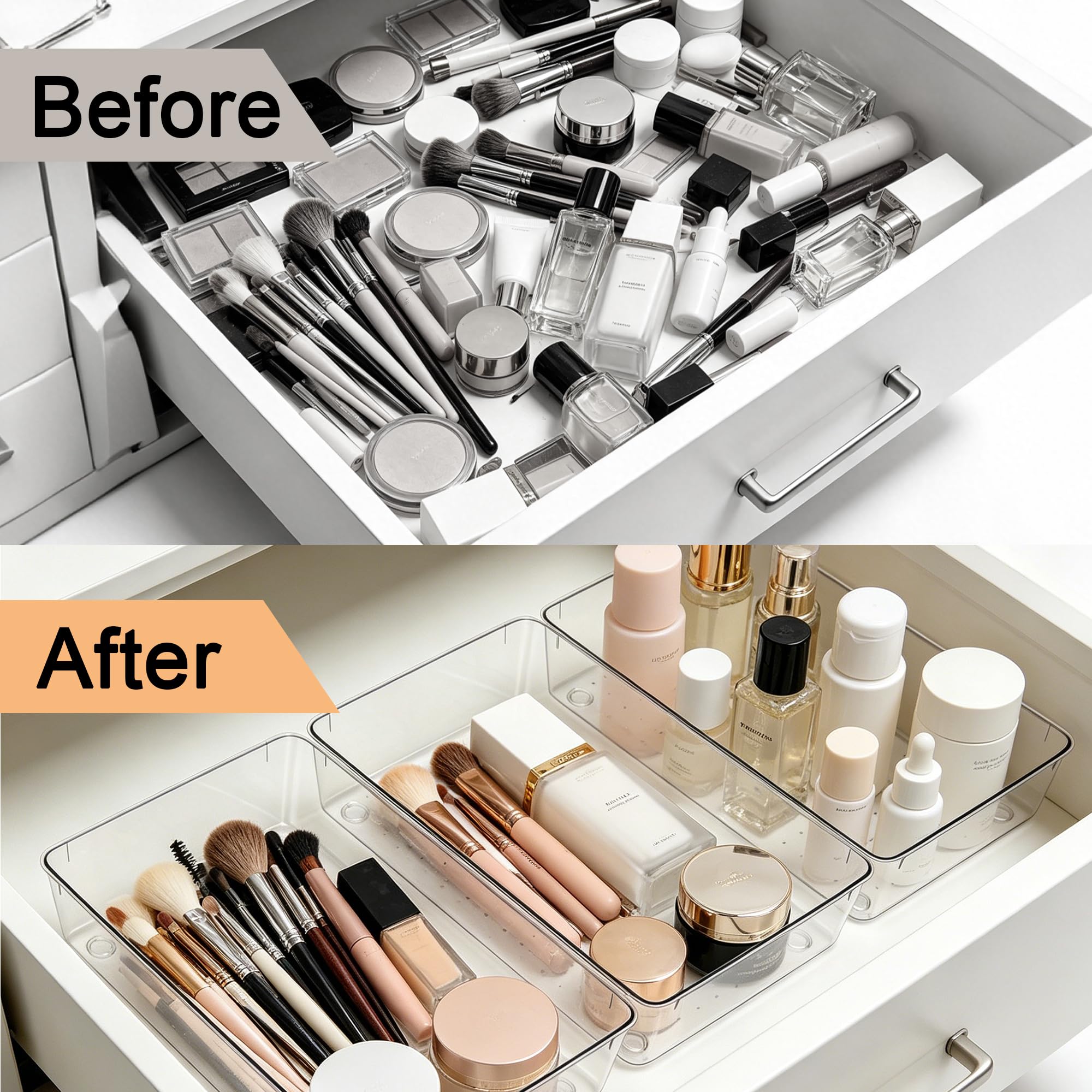 VEXTHYX organizers arranged in a vanity drawer speeding morning routines