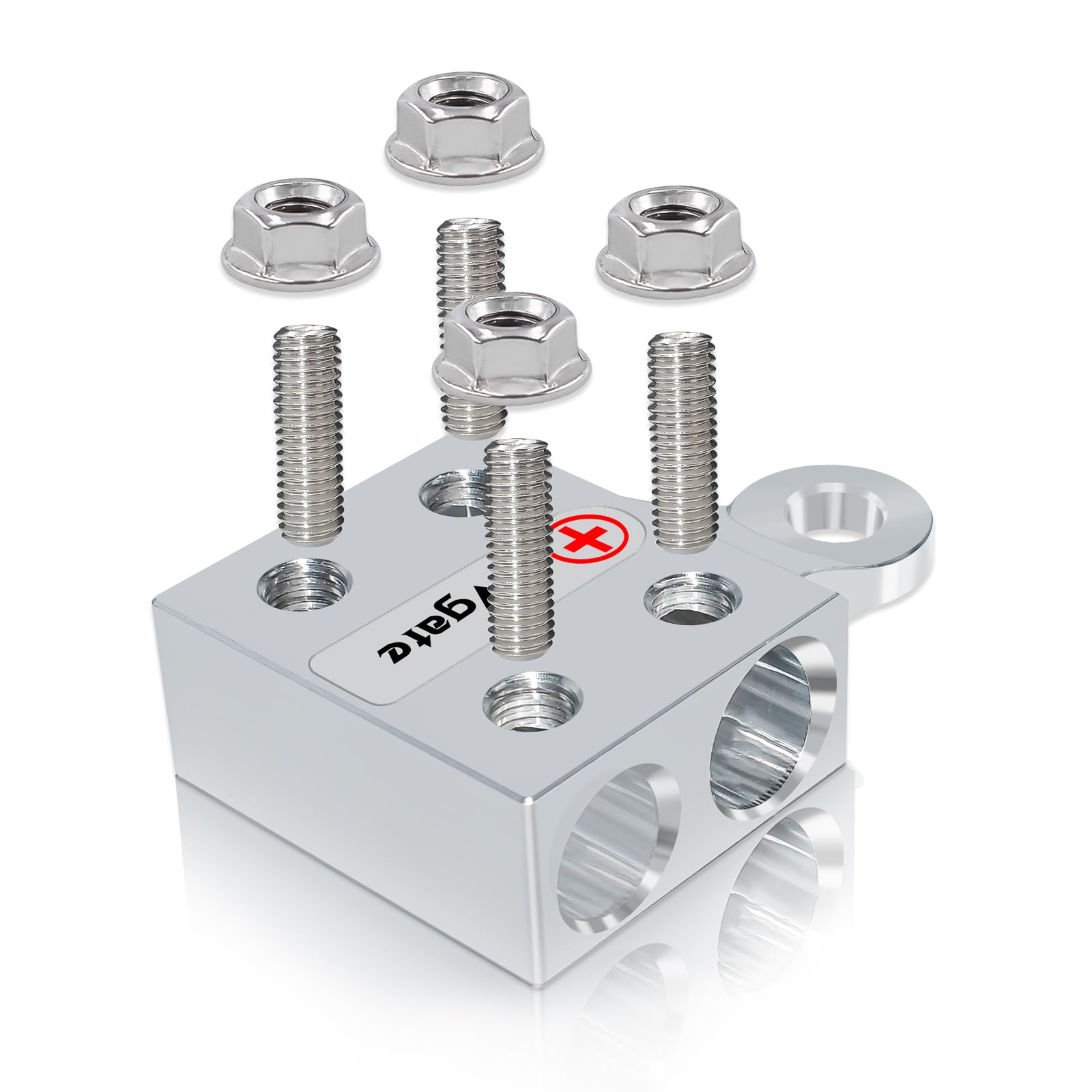 Vgate close-up of 2/0 and 1/0 AWG hole holders highlighting heavy-gauge capacity