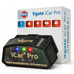 Vgate iCar Pro front view showing compact plug and LED indicator, easy diagnostics