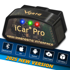 Vgate iCar Pro closeup in OBDII port illustrating secure connection and reliability