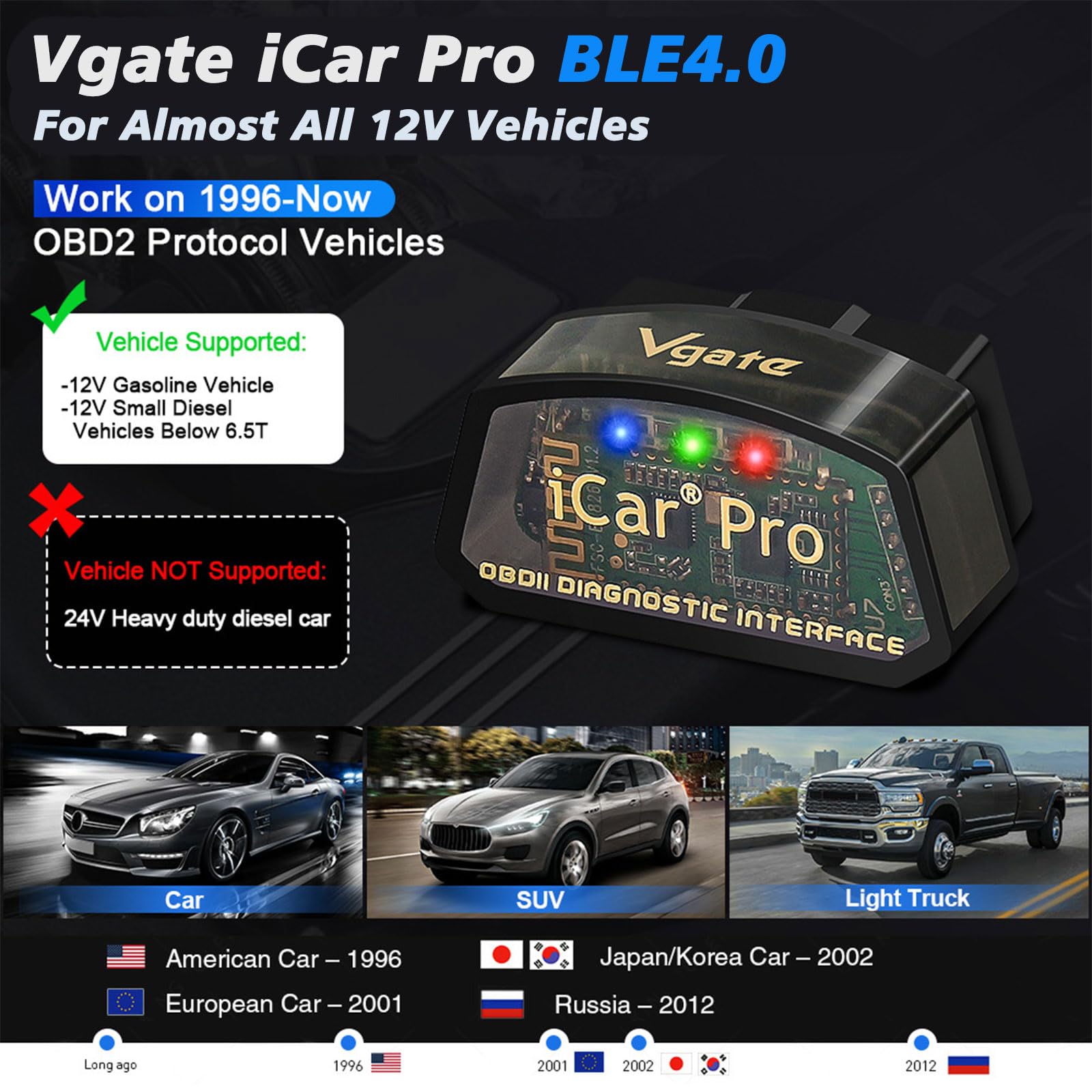 Vgate iCar Pro displayed on Android app showing live data and code reading