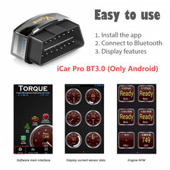 Vgate iCar Pro paired with Android app displaying live data for instant diagnostics