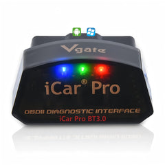 Vgate iCar Pro front view showing compact OBD2 design and quick plug-in benefit