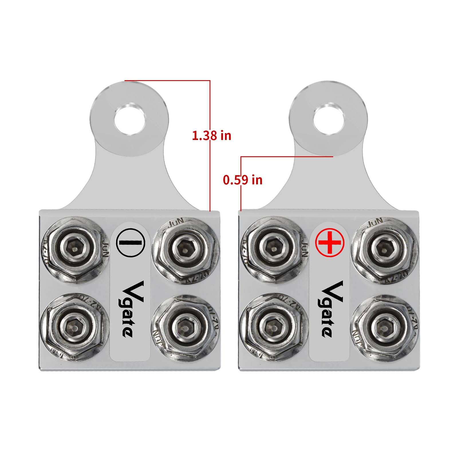 Vgate mounted on a battery post demonstrating bolt-down and threaded compatibility