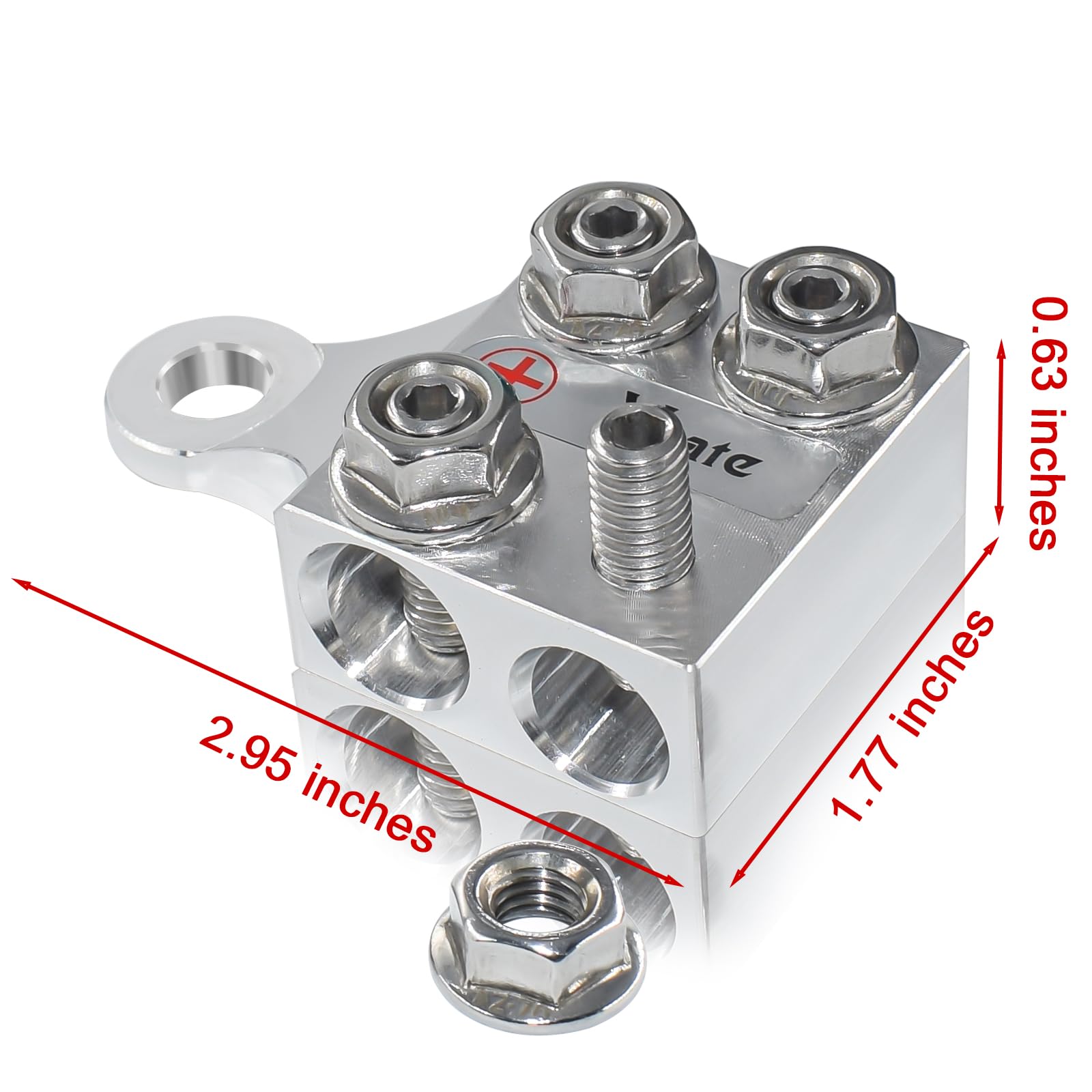 Vgate detail of threaded studs with clear mounting points for accessories and fuses