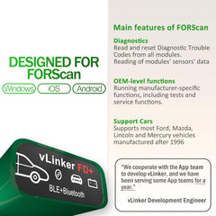 Vgate vLinker FD Plus internal board close-up highlighting robust build and speed benefit