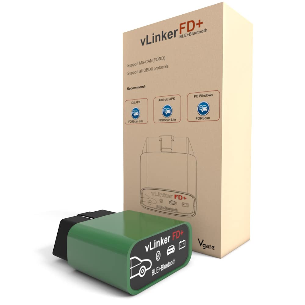Vgate vLinker FD Plus front view showing compact OBD port housing and connector benefit