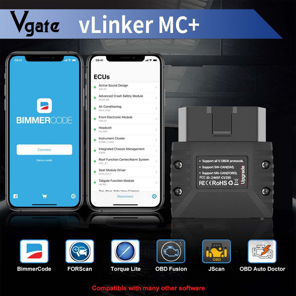 Vgate vLinker MC+ plugged into car OBD port demonstrating unobtrusive installation